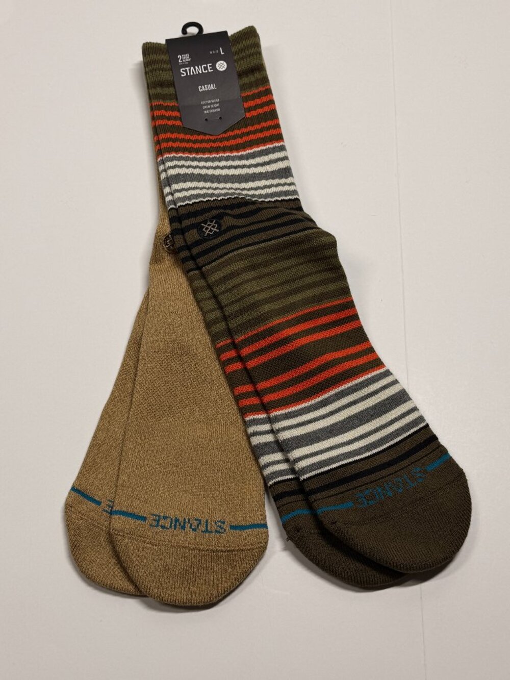 NWT Stance Combed Cotton Blend Crew Socks  - Large - 2 Pair